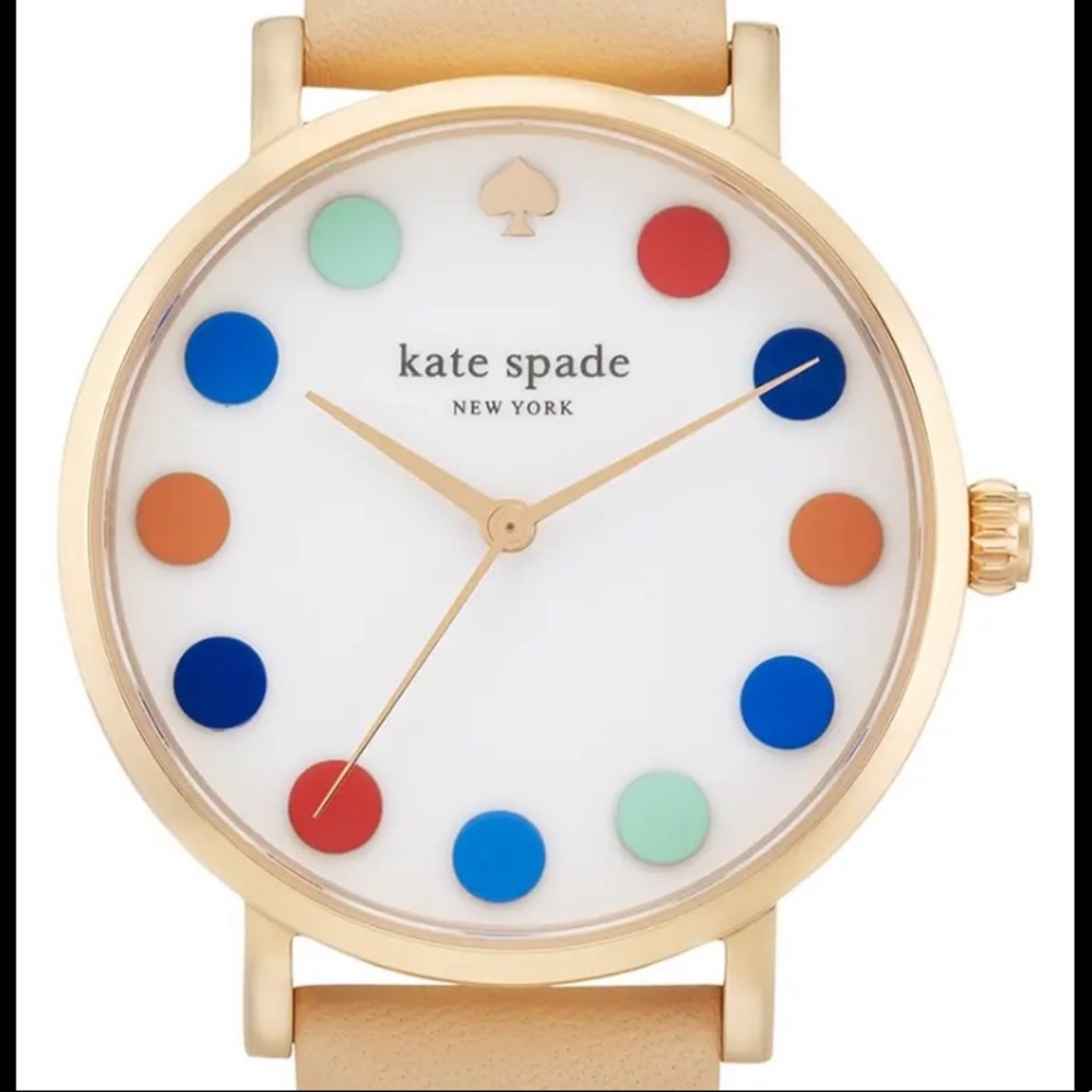 NWOT kate spade Metro Dot Dial Leather Strap Watch
